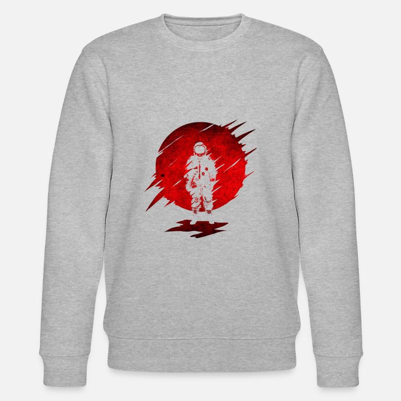 Astronaut in der Sonne Spece Sterne Red Fire - Stanley/Stella Unisex Bio-Sweatshirt CHANGER  - Grau meliert