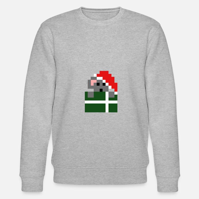Weihnachtsmaus mit Geschenk - Stanley/Stella Unisex Bio-Sweatshirt CHANGER  - Grau meliert