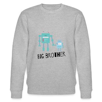cute robot siblings, big brother - Stanley/Stella CHANGER Unisex Organic Sweatshirt - heather grey - Front - Nik (191cm) & Marisol (170cm)