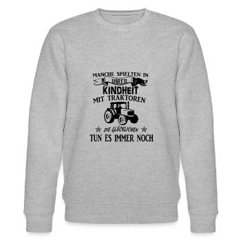 Bauer Landwirt Traktor Spruch Geschenkidee - Stanley/Stella Unisex Bio-Sweatshirt CHANGER  - Grau meliert - Vorne - Nik (191cm) & Marisol (170cm)