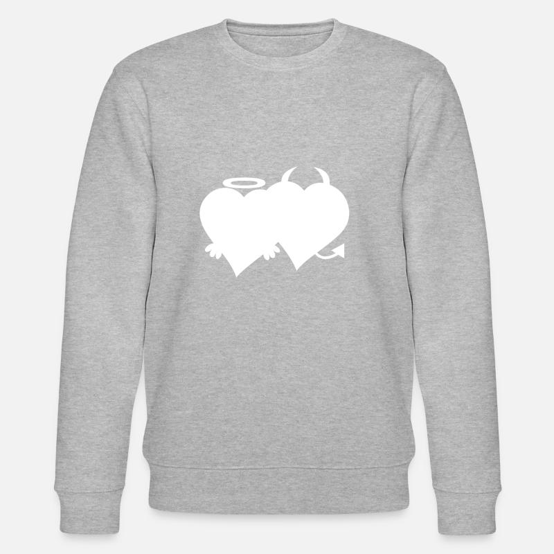 Herz Engel und Teufel - Stanley/Stella Unisex Bio-Sweatshirt CHANGER  - Grau meliert