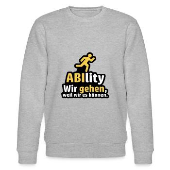 Ablity We're leaving because we can say it - Stanley/Stella CHANGER Unisex Organic Sweatshirt - heather grey - Front - Nik (191cm) & Marisol (170cm)