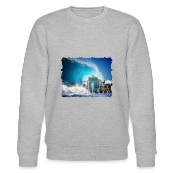 Tsunami Apocalypse New York Cool T-Shirt Gift - Sweat bio CHANGER Stanley/Stella Unisexe - gris chiné - Devant - Nik (191cm) & Marisol (170cm)