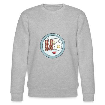 Bacon with egg and toast. For all those who love bacon. - Stanley/Stella CHANGER Unisex Organic Sweatshirt - heather grey - Front - Nik (191cm) & Marisol (170cm)