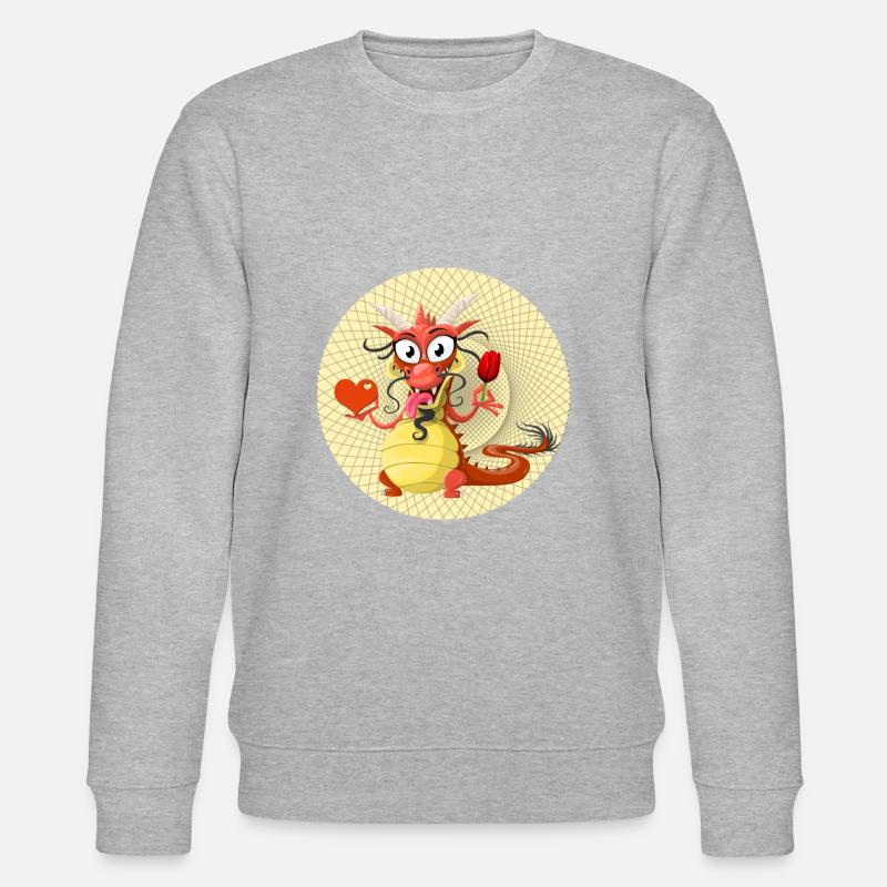 Asia Drache mit Herz - Stanley/Stella Unisex Bio-Sweatshirt CHANGER  - Grau meliert