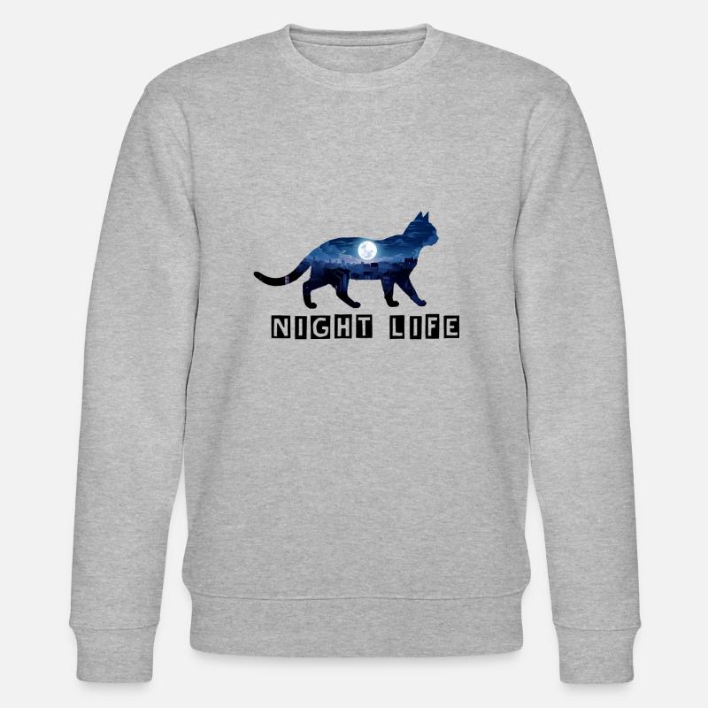 Katze - Nachtleben - Stanley/Stella Unisex Bio-Sweatshirt CHANGER  - Grau meliert