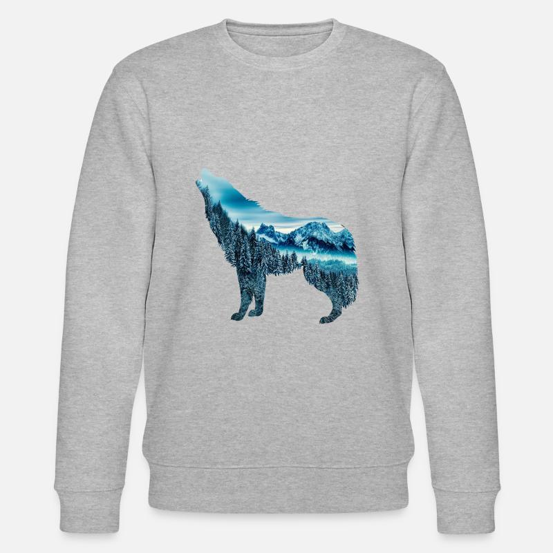 Der Wolf und der Berg - Stanley/Stella Unisex Bio-Sweatshirt CHANGER  - Grau meliert