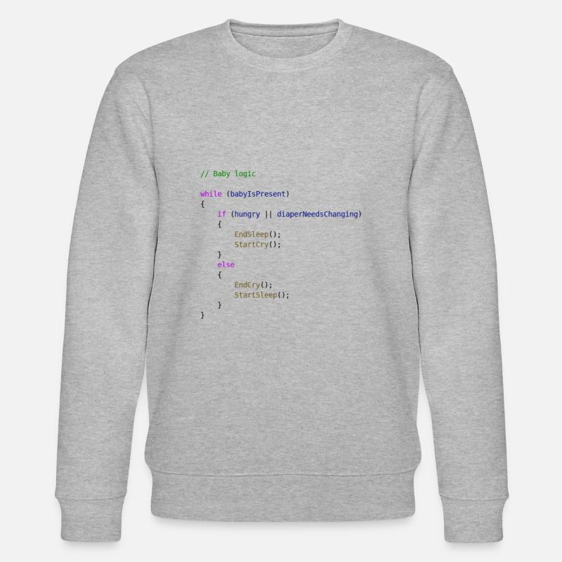 Baby logic programmer gift idea - Stanley/Stella CHANGER Unisex Organic Sweatshirt - heather grey