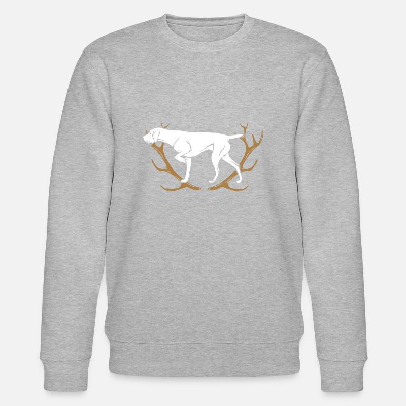 Deutsch Drahthaar - Geweih - Stanley/Stella Unisex Bio-Sweatshirt CHANGER  - Grau meliert