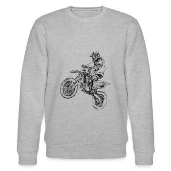 Pilote de motocross qui saute - Sweat bio CHANGER Stanley/Stella Unisexe - gris chiné - Devant - Nik (191cm) & Marisol (170cm)