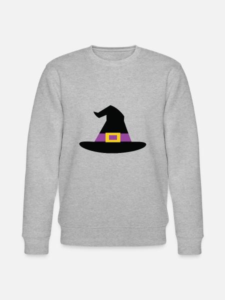 Witch Hat Purple - Stanley/Stella CHANGER Unisex Organic Sweatshirt - heather grey