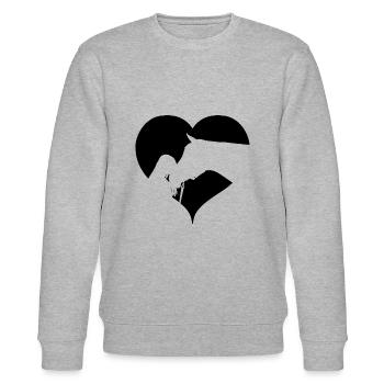 Herz schwarz Pferde - Stanley/Stella Unisex Bio-Sweatshirt CHANGER  - Grau meliert - Vorne - Nik (191cm) & Marisol (170cm)