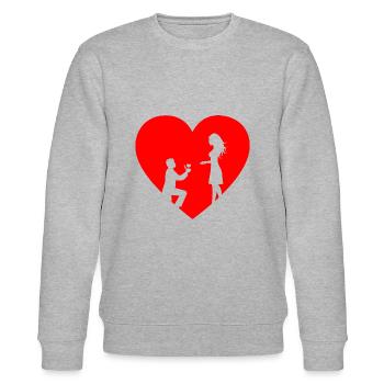 Herz Verlobung Heiraten - Stanley/Stella Unisex Bio-Sweatshirt CHANGER  - Grau meliert - Vorne - Nik (191cm) & Marisol (170cm)