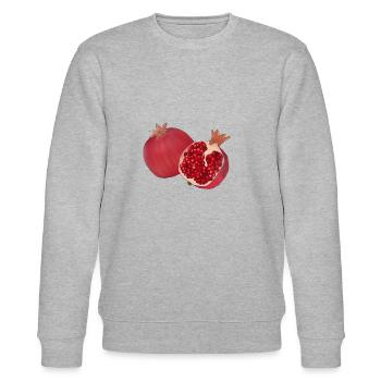 Granatapfel Grafik Logo Frucht Obst Zeichnung - Stanley/Stella Unisex Bio-Sweatshirt CHANGER  - Grau meliert - Vorne - Nik (191cm) & Marisol (170cm)