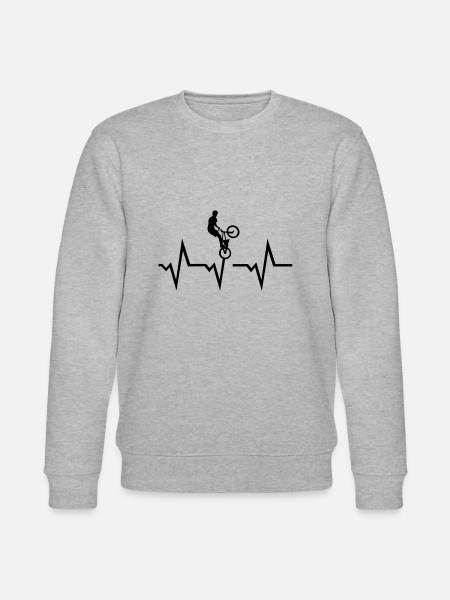 BMX biker & ECG Heartbeat - Stanley/Stella CHANGER Unisex Organic Sweatshirt - heather grey