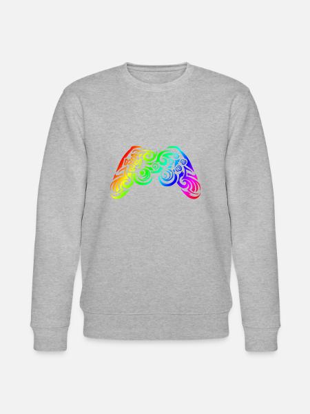 Controller Rainbow Tribal Tattoo Gaming - Stanley/Stella CHANGER Unisex Organic Sweatshirt - heather grey