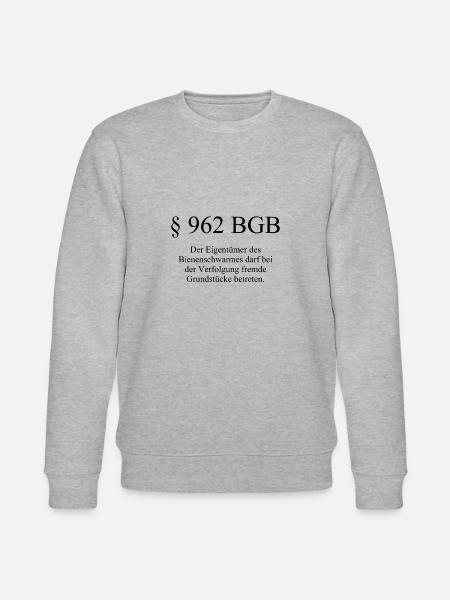 Imker Spruch - §962 BGB - Bienen - Bienenschwarm - - Stanley/Stella Unisex Bio-Sweatshirt CHANGER  - Grau meliert