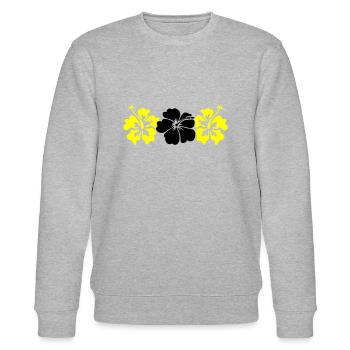 Hibiscus Flowers - Stanley/Stella CHANGER Unisex Organic Sweatshirt - heather grey - Front - Nik (191cm) & Marisol (170cm)
