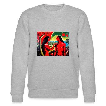Verlorenes Paradies #4 - Stanley/Stella Unisex Bio-Sweatshirt CHANGER  - Grau meliert - Vorne - Nik (191cm) & Marisol (170cm)