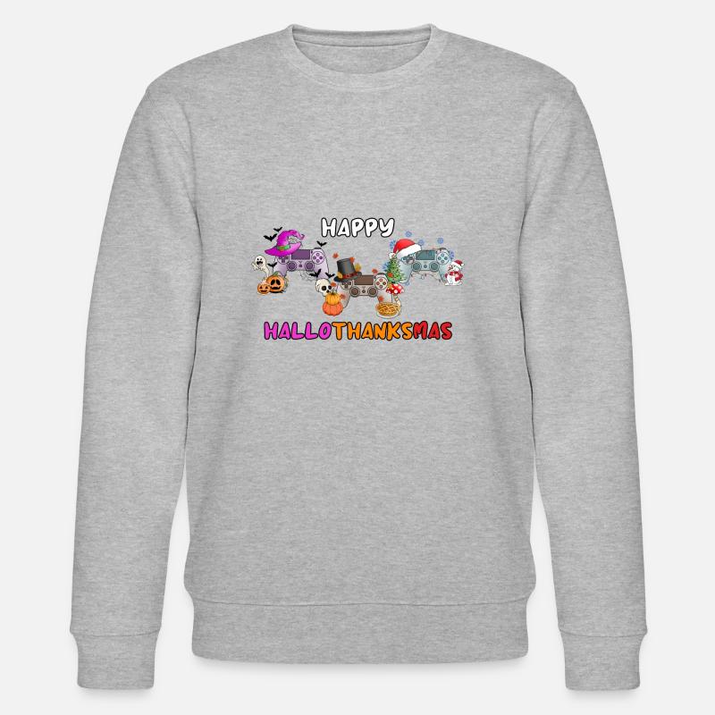 Happy Hallothankmas Game Controller - Stanley/Stella Unisex Bio-Sweatshirt CHANGER  - Grau meliert