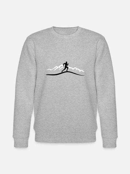 Running, Runner & Mountains - Stanley/Stella CHANGER Unisex Organic Sweatshirt - heather grey