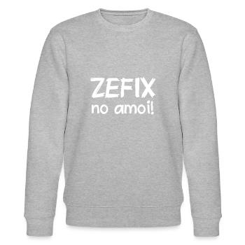 Zefix no amoi - Bayern - bayrischer Fluch Dialekt - Stanley/Stella Unisex Bio-Sweatshirt CHANGER  - Grau meliert - Vorne - Nik (191cm) & Marisol (170cm)