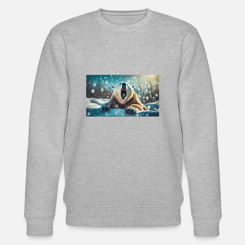Niedliche Tiere chillen – Eisbär - Stanley/Stella Unisex Bio-Sweatshirt CHANGER  - Grau meliert
