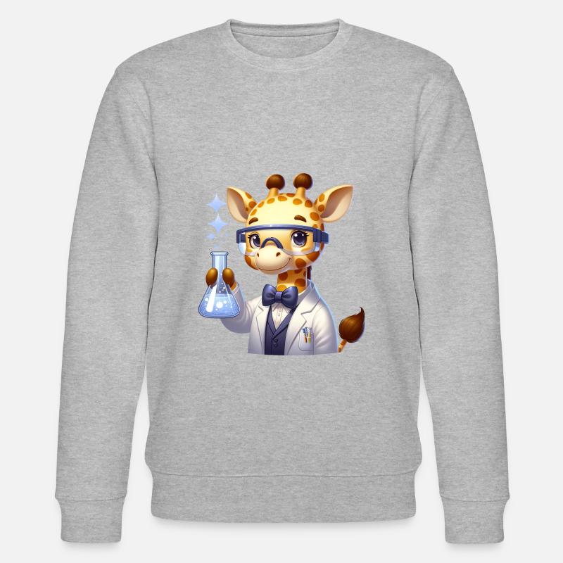 Cute Giraffe Scientist - Stanley/Stella Unisex Bio-Sweatshirt CHANGER  - Grau meliert
