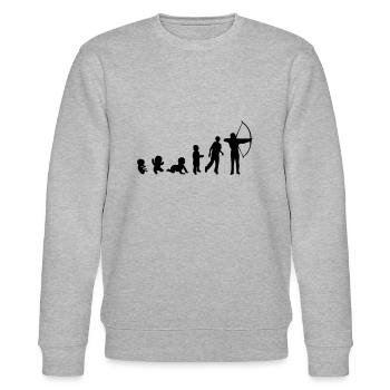 Evolution Mensch Sport Bogen schießen - Stanley/Stella Unisex Bio-Sweatshirt CHANGER  - Grau meliert - Vorne - Nik (191cm) & Marisol (170cm)