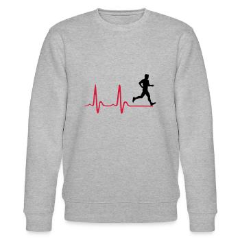 Laufen, Läufer und Herzschlag - Stanley/Stella Unisex Bio-Sweatshirt CHANGER  - Grau meliert - Vorne - Nik (191cm) & Marisol (170cm)