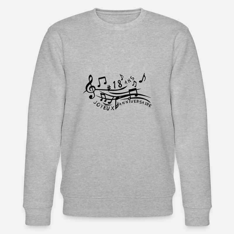 18 ans partition musicale anniversaire - Sweat bio CHANGER Stanley/Stella Unisexe - gris chiné