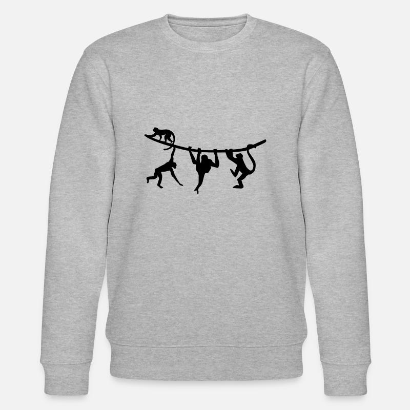 climbing monkeys - monkey - singe - Sweat bio CHANGER Stanley/Stella Unisexe - gris chiné