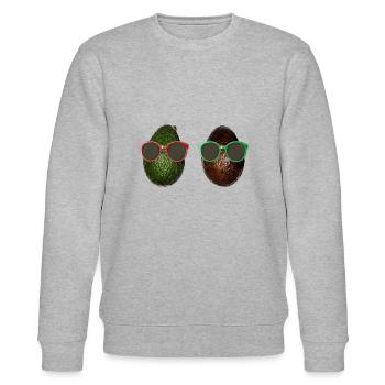 Avocado Gifts > Funny Avocados Wearing Sunglasses - Stanley/Stella Unisex Bio-Sweatshirt CHANGER  - Grau meliert - Vorne - Nik (191cm) & Marisol (170cm)