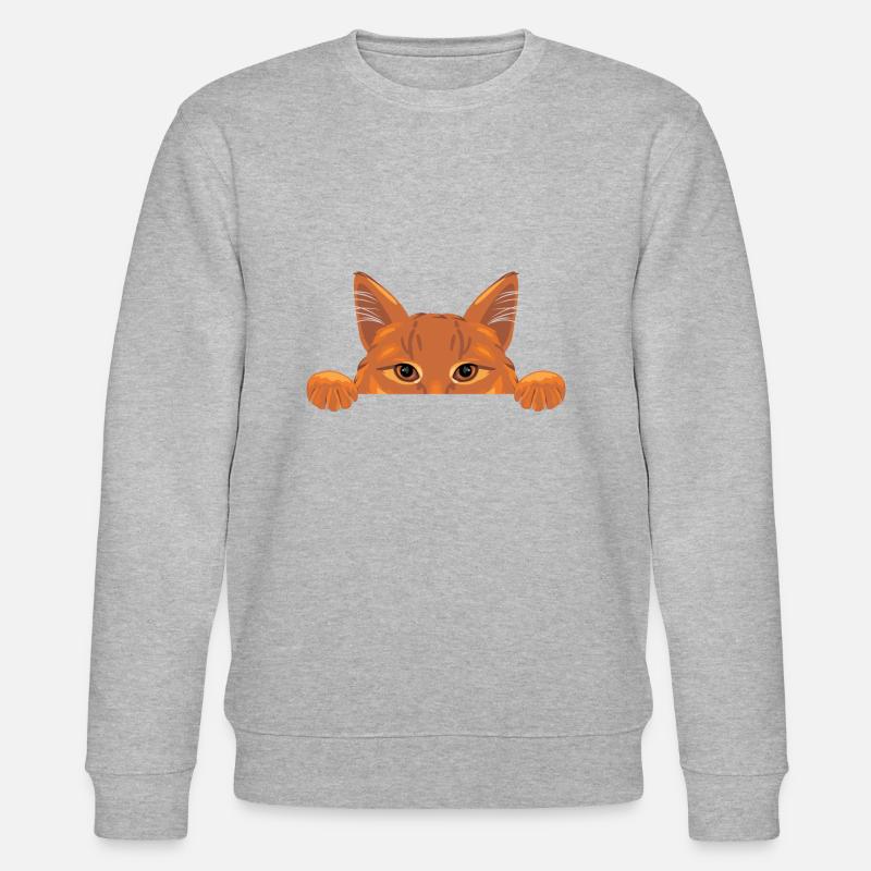 Peeking Ingwer Katze - Stanley/Stella Unisex Bio-Sweatshirt CHANGER  - Grau meliert