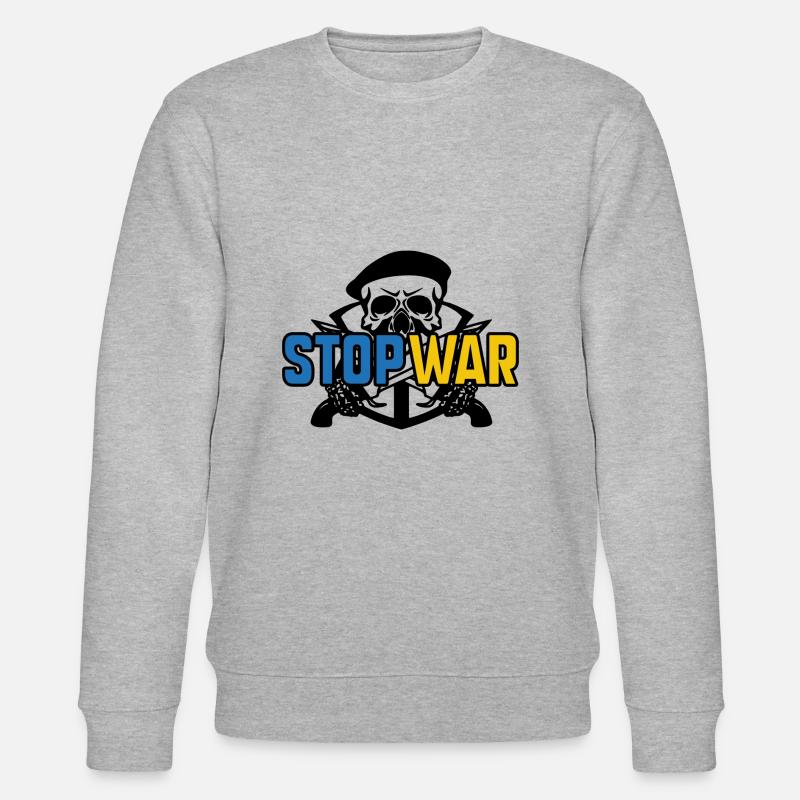 Stoppt den Krieg - Stanley/Stella Unisex Bio-Sweatshirt CHANGER  - Grau meliert