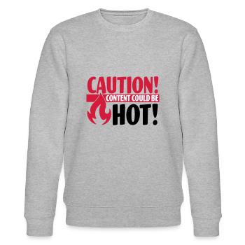 Caution - Content could be hot - Stanley/Stella Unisex Bio-Sweatshirt CHANGER  - Grau meliert - Vorne - Nik (191cm) & Marisol (170cm)
