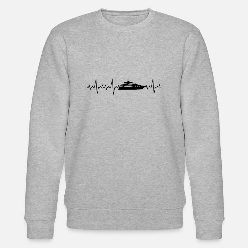 Herzschlag Boot Schiff Geschenk - Stanley/Stella Unisex Bio-Sweatshirt CHANGER  - Grau meliert