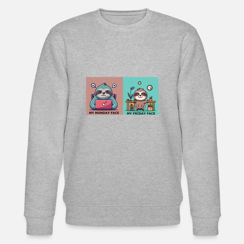 Faultier Arbeiten Geschenk - Stanley/Stella Unisex Bio-Sweatshirt CHANGER  - Grau meliert