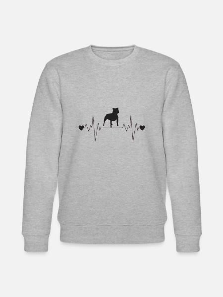 Pitbull, Heartbeat - Stanley/Stella CHANGER Unisex Organic Sweatshirt - heather grey