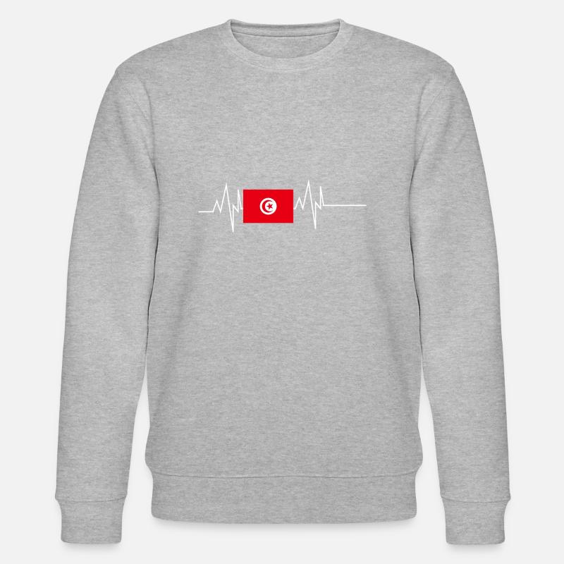 Drapeau tunisien battement de cœur - Sweat bio CHANGER Stanley/Stella Unisexe - gris chiné