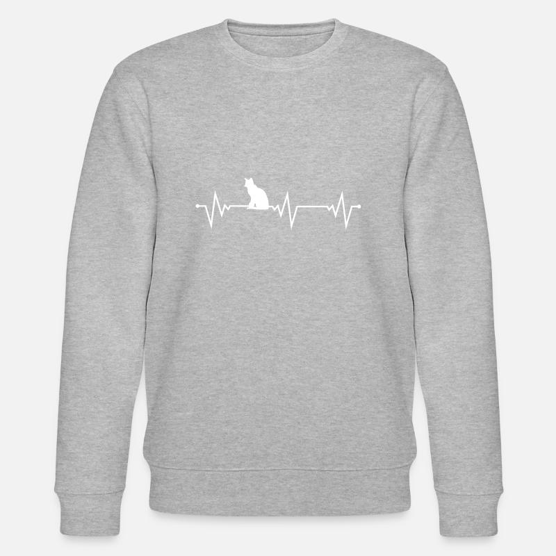 Herzschlag Katze - Stanley/Stella Unisex Bio-Sweatshirt CHANGER - Grau meliert