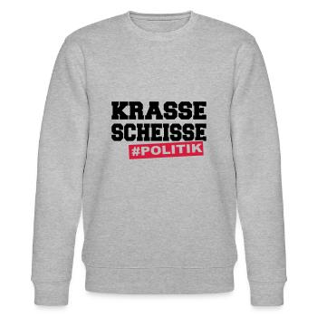 Krasse Scheisse Scheiße Politik - Stanley/Stella Unisex Bio-Sweatshirt CHANGER  - Grau meliert - Vorne - Nik (191cm) & Marisol (170cm)
