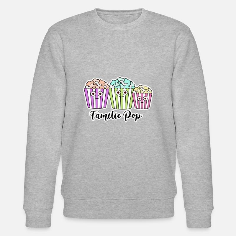 popcorn,familie pop,comic,pink - Stanley/Stella Unisex Bio-Sweatshirt CHANGER  - Grau meliert
