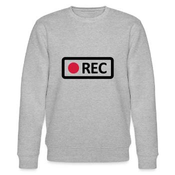 Bouton d’enregistrement REC de la caméra. Enregistrer, live, rec - Sweat bio CHANGER Stanley/Stella Unisexe - gris chiné - Devant - Nik (191cm) & Marisol (170cm)