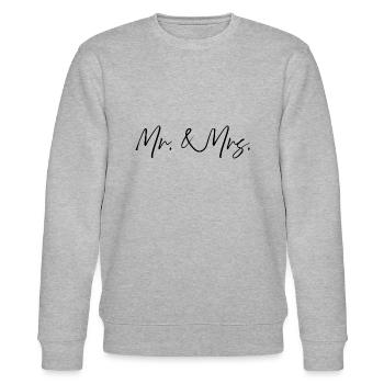 Mr & Mrs Hochzeitspaar Verlobung - Stanley/Stella Unisex Bio-Sweatshirt CHANGER  - Grau meliert - Vorne - Nik (191cm) & Marisol (170cm)