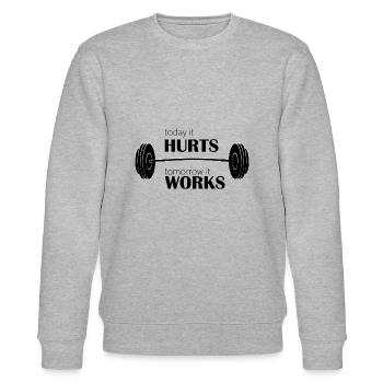 Today It Hurts Tomorro It Works - Stanley/Stella Unisex Bio-Sweatshirt CHANGER  - Grau meliert - Vorne - Nik (191cm) & Marisol (170cm)