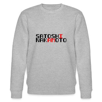 I am Satoshi Nakamoto - Bitcoin - Stanley/Stella Unisex Bio-Sweatshirt CHANGER  - Grau meliert - Vorne - Nik (191cm) & Marisol (170cm)