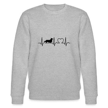 Herzkurve Corgi - Hundefan Haustier - Stanley/Stella Unisex Bio-Sweatshirt CHANGER  - Grau meliert - Vorne - Nik (191cm) & Marisol (170cm)