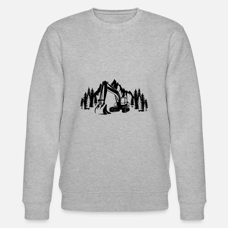 Bergwald Geschenk Baggerfahrer Silhouette - Stanley/Stella Unisex Bio-Sweatshirt CHANGER  - Grau meliert