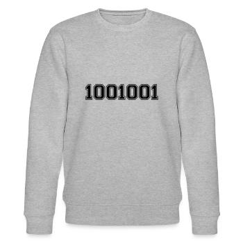 1001001, die Beste Zahl der Welt - Stanley/Stella Unisex Bio-Sweatshirt CHANGER  - Grau meliert - Vorne - Nik (191cm) & Marisol (170cm)